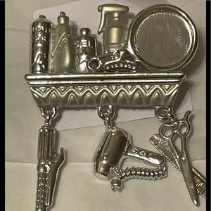 SOLD ON ANOTHER SITE NWOT Hairdressers BROOCH With Curling Iron Comb
